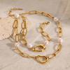  Ocean Style Stainless Steel Natural Pearl Drop Necklace Bracelet Anti Allergic Metal High Quality Daily Jewelry Gift