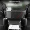 Sac de Rangement de Voiture Boîte d'Accoudoir de Console Centrale Sac d'Isolation Multifonctionnel Sac de Dossier de Siège Cuir Nappa Sac de Rangement en Maille pour Voiture