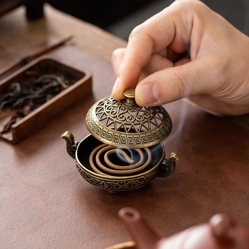 Retro Copper Incense Burner Incense Incense Burner Holder Bronze Vintage Incense Burner Charcoal Stove Luxury Stand Incensemetal