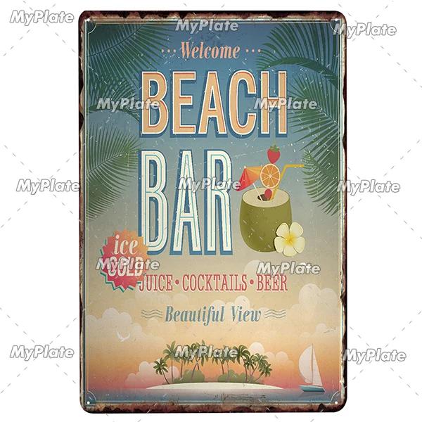 BAR Tin Sign Metal Sign Retro Plaque Home Decor Metal Vintage Man Cave Bar Pub Club Beach Wall Decoration