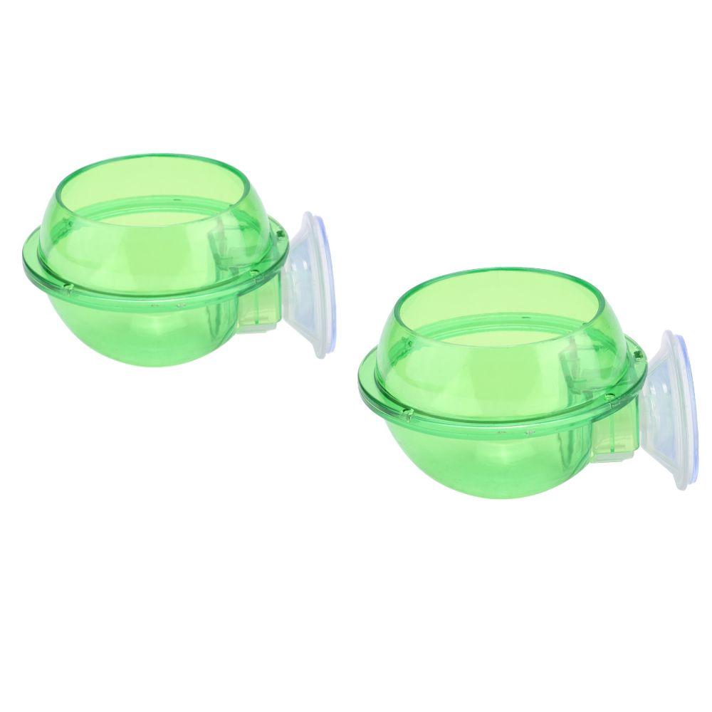 2pcs Round Suction Cup Feeder Green Lizard Feeder Bowl Firm Reptile Feeding Bowl  Lizard