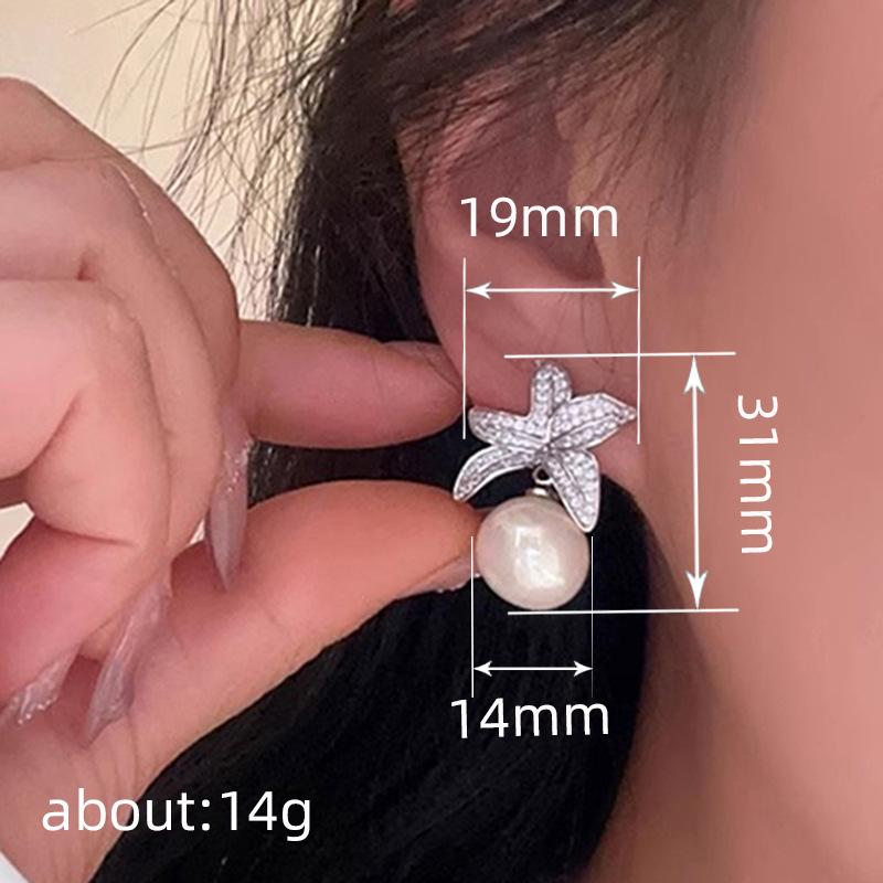 Flower Zircon Imitation Pearl Earrings, High-end Elegant Earrings, Wedding Banquet Engagement Classic Jewelry
