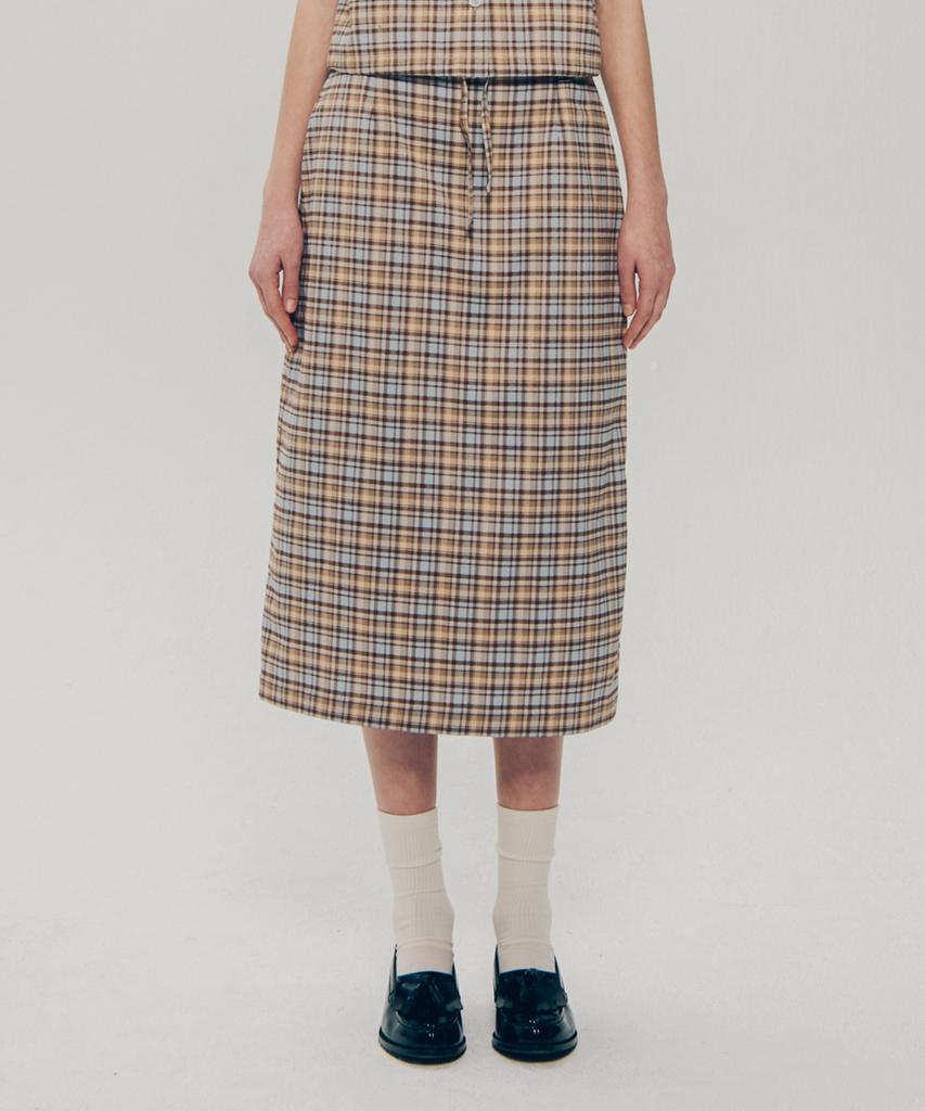 Yale Check Midi Skirt_Brown