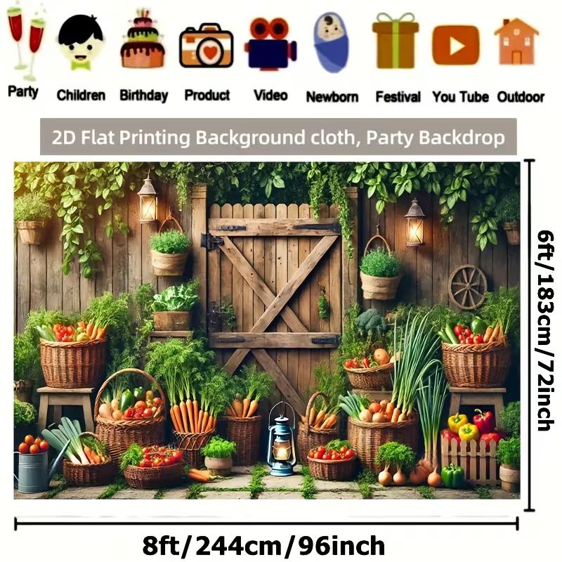 2D Flat Print Countryside Garden Backdrop Farm Harvest Party Background Cloth