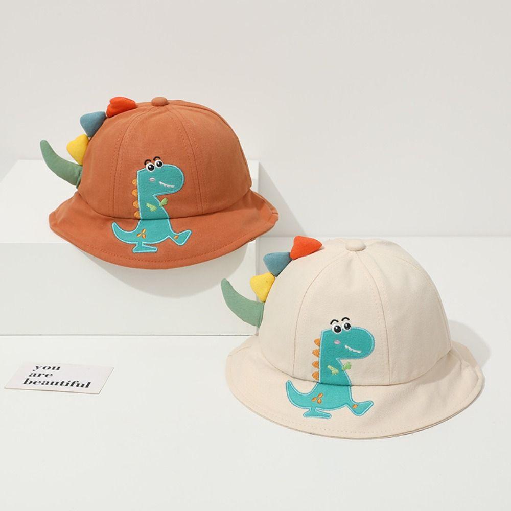 Wide Brim Kids Bucket Hat Cartoon Baby Sun Cap Casual Dinosaur Children Fisherman Hat Summer