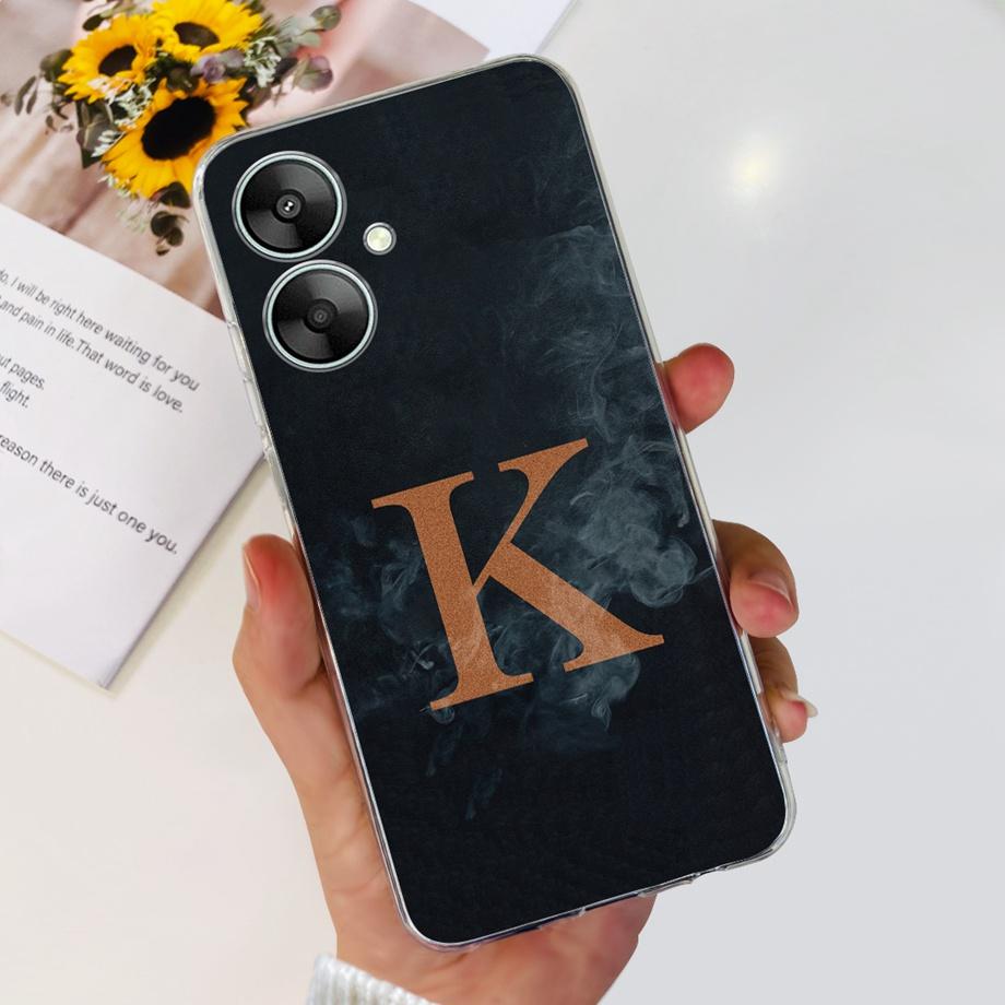 For Xiaomi Redmi 13C 13R 5G Case Transparent Soft TPU Ultra Slim Bumper Capa For Xiomi Redmi13C 5G 13 R Initials Letter Coques