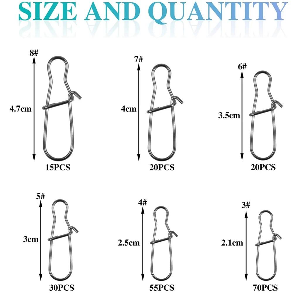 210 Stück Angel-Snap-Clips Duo-Lock-Snap-Wirbel Edelstahl Schnellwechsel-Köder-Snaps Angel-Clips Wirbel Angelzubehör