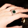2022 French High-End Emerald Gemstone Ring: Elegant Niche Design, Luxurious and Versatile for Women