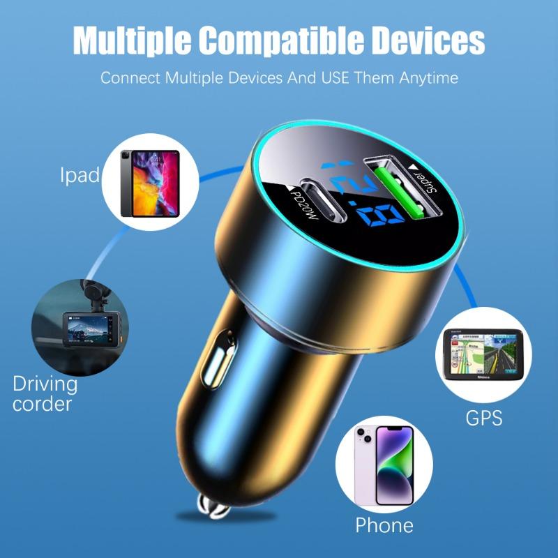 120w Super Charger Type C Fast Charging Dual Port Car Charger Car Phone Adapter For Xiaomi Samsung Iphone 14