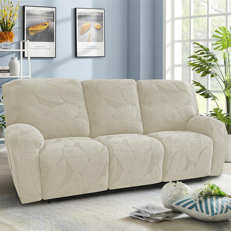 1/2/3 Seater Split Recliner Sofa Covers Jacquard Strench Chair Cover with Side Pocket Removable Armchair Slipcover for Home