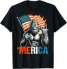 Bigfoot Merica Rock Amerikansk Flagg Patriotisk 4. juli T-skjorte