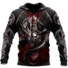 Oversized tetování Skeleton Cross Terror Red Pánská mikina s 3D potiskem Mikina s kapucí Běžné tepláky Raven Bad Wolf Animal Clothing