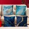 Home Decor Blue and Gold Marbled Pattern Pillow Covers Pattern Cushion Cover Suitable for Sofa Bedroom Car Pillow Cover
