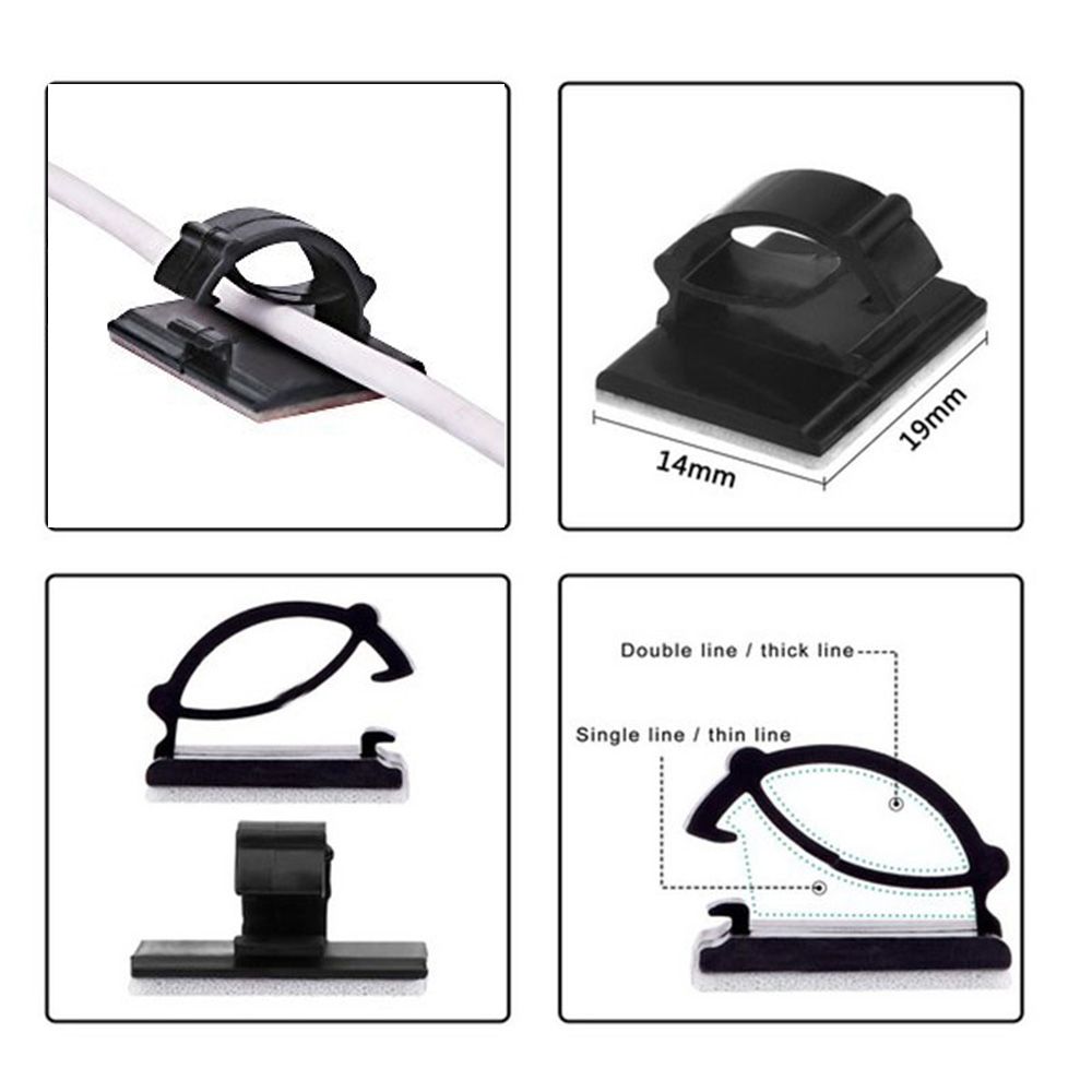Firm Plastic Self-adhesive Organizer Clamp Wire Management Buckle Line Cable Clip Fixer Holder