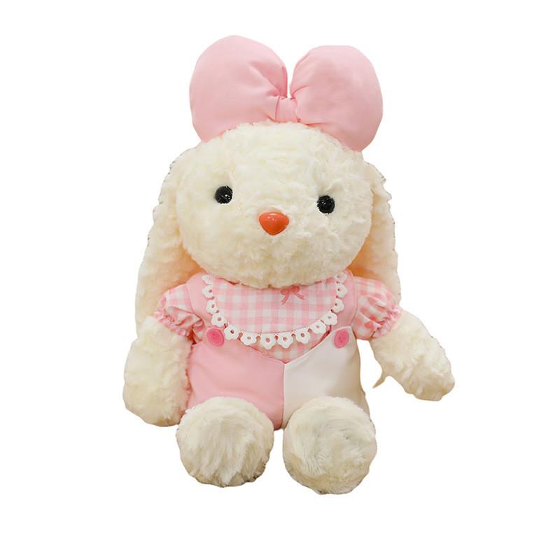 Plush Rabbit Toy With Dress And Bow Decoration For Kids Girls And Baby Girls Gifts