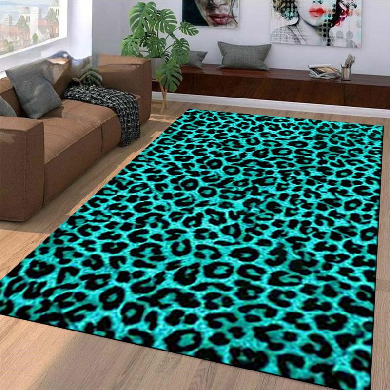 Leopard Print Carpet in Blue and Black Color for Home Decor Suitable for use as an anti-slip for living room bedroom sofas