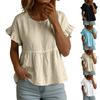 Womens Spring Tops Casual Loose Fit Ruffle Sleeve Summer Shirts for Women Crew Neck Peplum Blouse Womens Summer Shirts