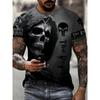 T-shirt à manches courtes pour homme avec tête de mort et motif 3D - Style hip-hop - Col rond - Ample et décontracté - Pour l'été