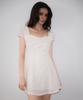 Rose Franz Lace Shirring Button Flare Dress [Ivory]