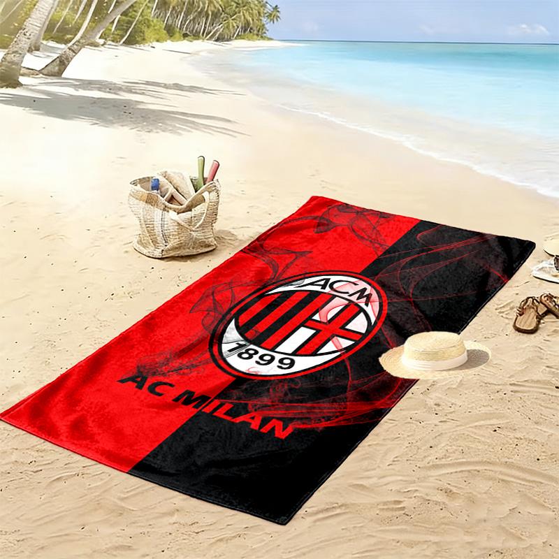 AC Milan Print Beach Towel, Large Soft Quick Dry Towel for Beach Camping Swimming