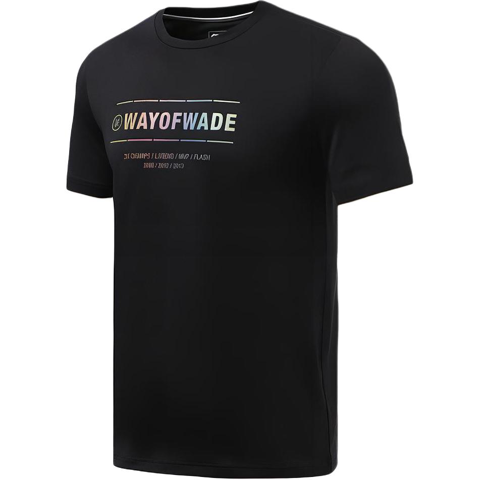 Li Ning Wade Series Reflekterande Bokstav Snabbtorkande Sport Rundhals Kortärmad T-shirt Herrtoppar Svart ATSR287-1