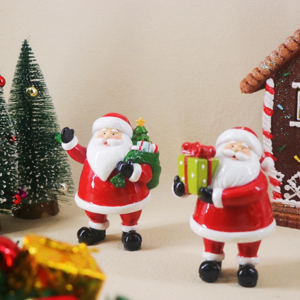 Mini Kerstman Figuur Nieuwjaar Huisdecoratie Kerst Schouw Bureau Ornament Hars Ambachten Kerstcadeau