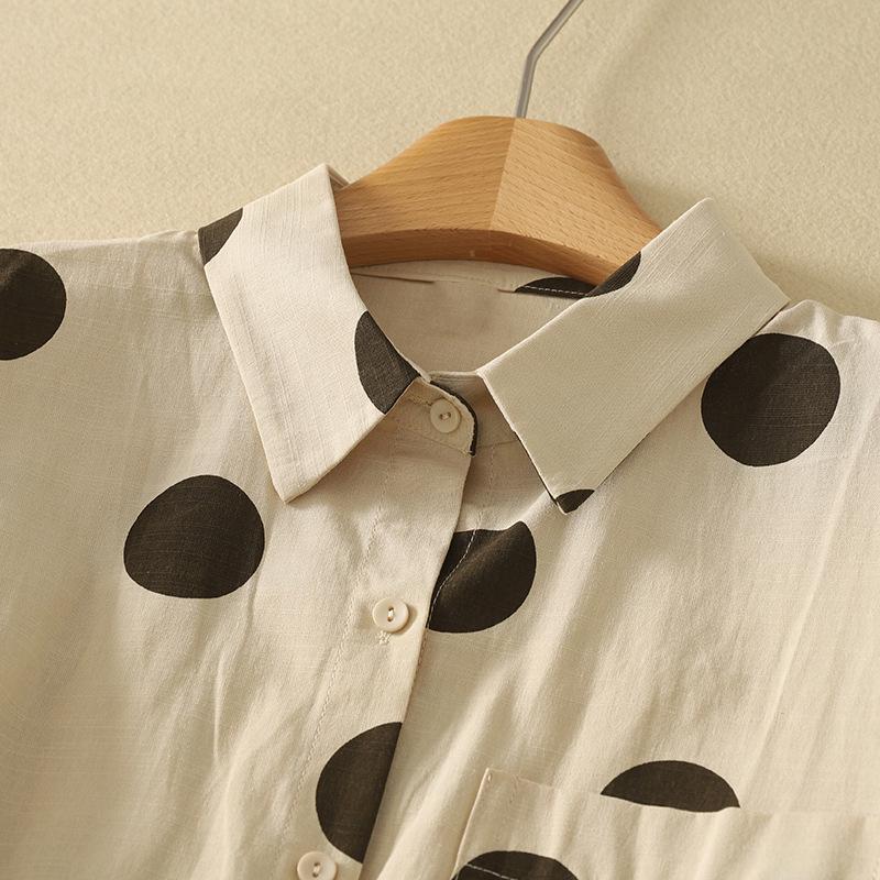 Plus Size Women's Polka Dot Retro Slimming Top – Short-Sleeved, Loose-Fit Summer Shirt