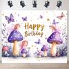 2D Happy Birthday Fairy Backdrop Enchanted Forest Kids Photography Banner