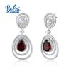 925 Sterling Silver Fine Earring with Natural Garnet Gemstones for Women Wife Mom Party Jewelry Gift Birthday Anniversary