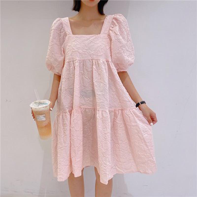 Spring/Summer 2024 French Sweetheart Square Neck Puff Sleeve A-Line Maternity Dress