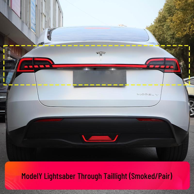 Compatible with Tesla Y/3 Tail Light Assembly, Saber-Style LED Running Lights & Flowing Turn Signals.