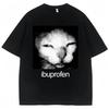T-shirt Grafica Meme Gatto Ibuprofene Vintage Divertente Uomo Donna Umorismo Moda T-shirt Casual Streetwear T-shirt