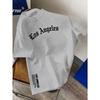Men's Summer Los Angeles Fashion Letter Print Loose Casual Comfortable Cotton Round Neck Short Sleeved T Shirt Top