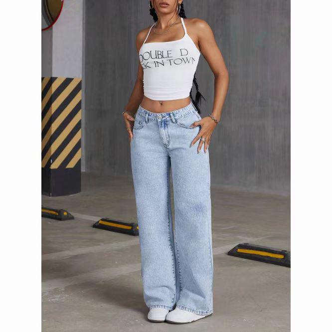 Women's High Waist Wide Leg Casual Jeans