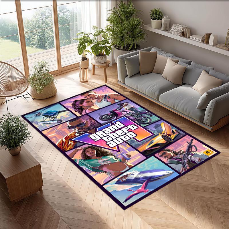 GTA Crystal Velvet Rug, Soft Anti‑Slip Crystal Velvet Carpet for Living Room Bedroom Home Decor