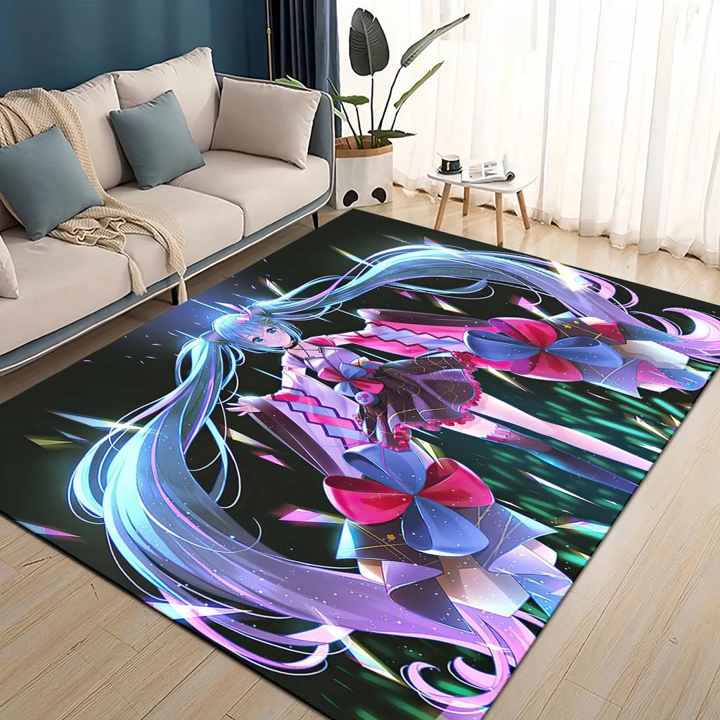 3D M MIKUS Musik VOCALOID Cartoon Mädchen Teppich für Wohnzimmer Schlafzimmer Heimdekoration, Kinder Spiel Rutschfest für Sofa Fußmatte