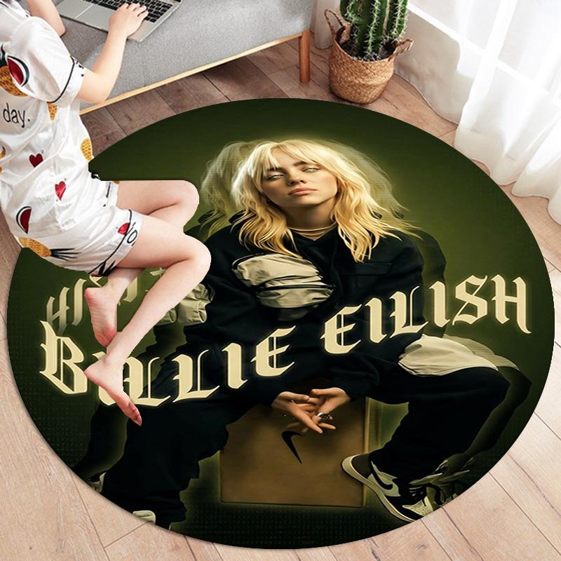 Billie Eilish Rond Vloerkleed, Tapijt voor Woonkamer Slaapkamer Bank Speelkamer Decoratie, Antislip Vloermat