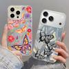 Creative Butterfly Print Phone Case For iPhone 17 Air 16 15 14 Pro Max 13 12 17 Pro 16e 11 Matte Shockproof Laser Hard PC Cover