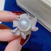 Hot Selling New Imitation Natural Freshwater Pearl Pearl Beads Full of Diamond Temperament Open Ring Female