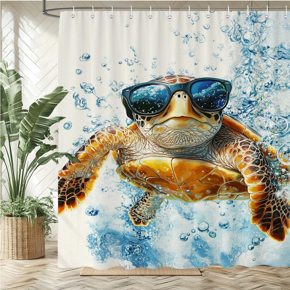 Sharks And Turtles Sea Ocean Style Shower Curtain Bath Curtain Printed Bathroom Curtains For Home Decoration Curtain