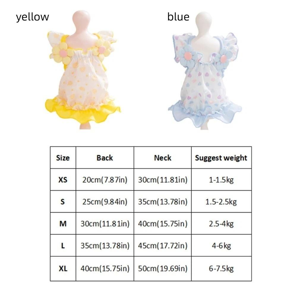 3D Floral Puppy Summer Dress Breathable Comfortable Pet Harness Skirt Floral Printed Soft Dog Princess Dress Outdoor Activities