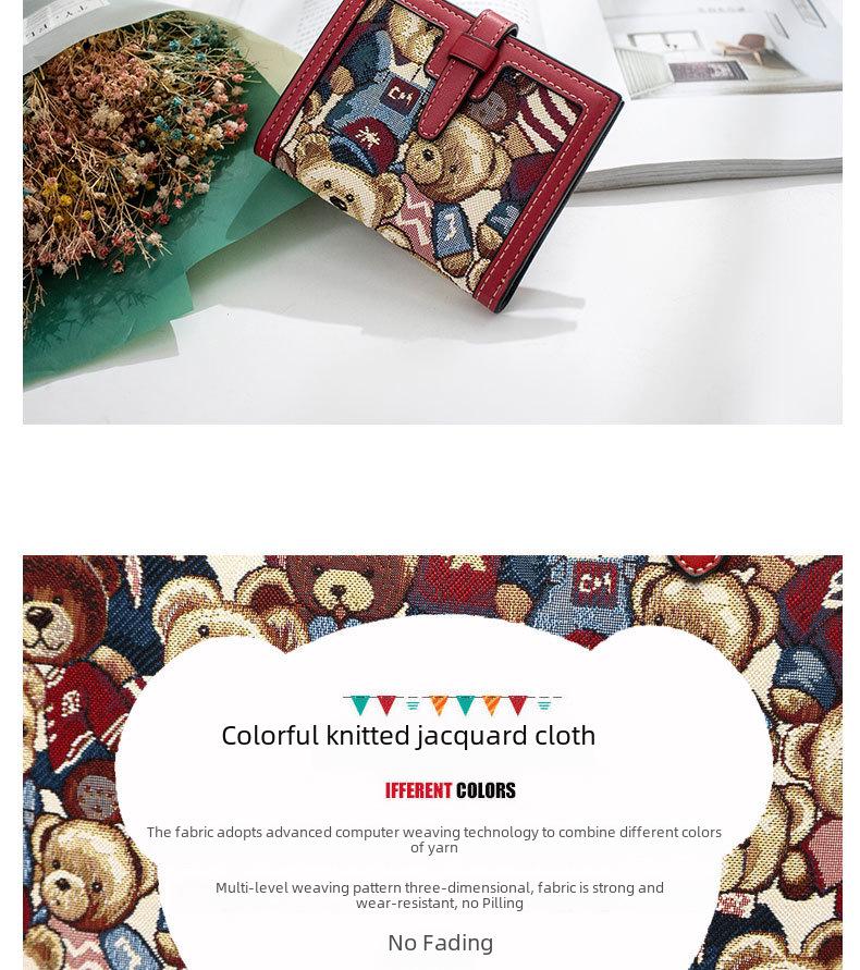 Little Bear 2024 Jacquard-Canvas-Geldbörse für mehrere Karten für Damen