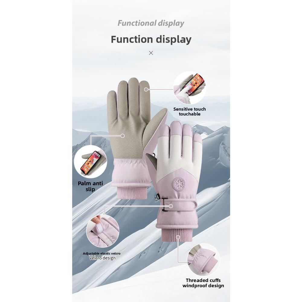 **Ski Gloves Men Women Fleece Lined Warm Outdoor Cycling Hiking Thickened Waterproof Windproof Cold-Proof Touchscreen Gloves**