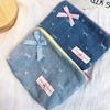 Denim Zero Wallet Madam Cute Bow Cosmetic Bag Storage Bag Travel Portable Makeup Organizer Wallet Purse with Zipper