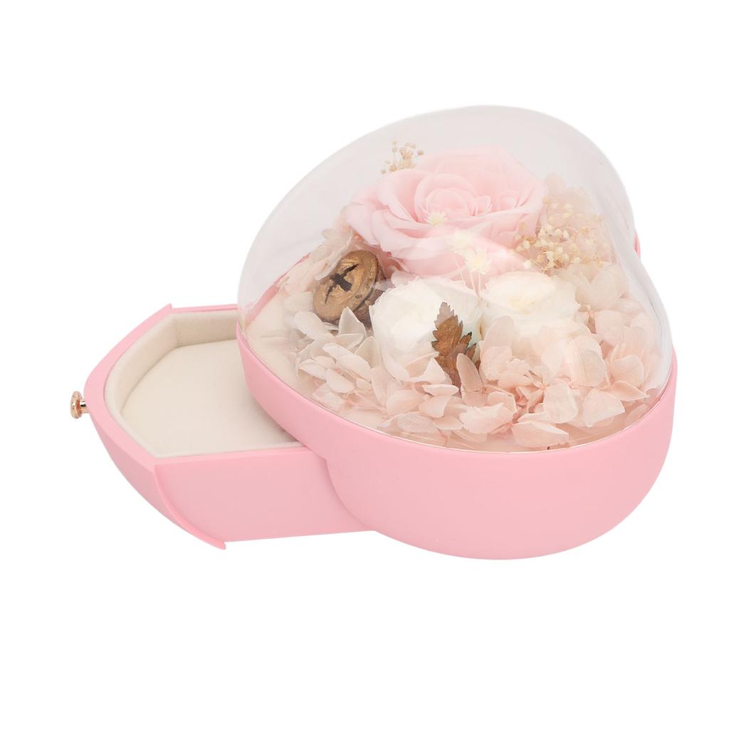 Heart Shaped Jewelry Box Wedding Preserved Flower Necklace Ring Storage Box Organizer for Women