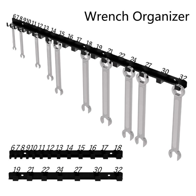 Heavy Duty Metal Wrench Storage Rack 6-18,19-32,6-32 Optional Numbered Compartments Wall Mount Tool Organizers Holder