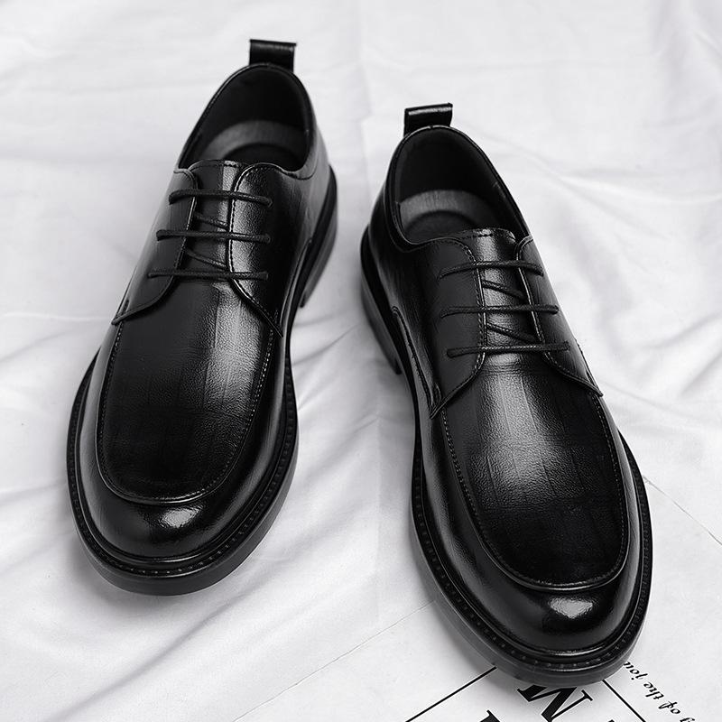 Lederschuhe Herren Vier Jahreszeiten Britisch Lässig Schwarz Höhenerhöhend Hochzeit Bräutigamschuhe 2025