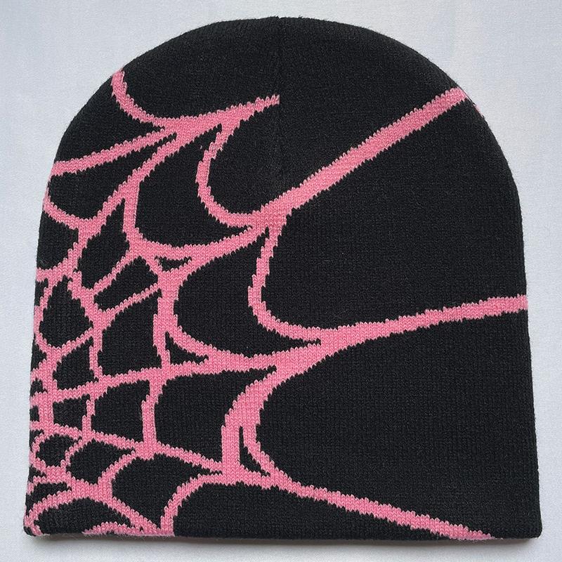 Gothic Spider Pattern Wool Acrylic Knitted Hat Women Winter Warm Men Hip Hop Casual Outdoor EMA