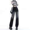 Korean Version of Versatile Black Gray Gradual Change Straight Jeans Women's Spring and Autumn New Trend Wide Leg Mopping Jeans