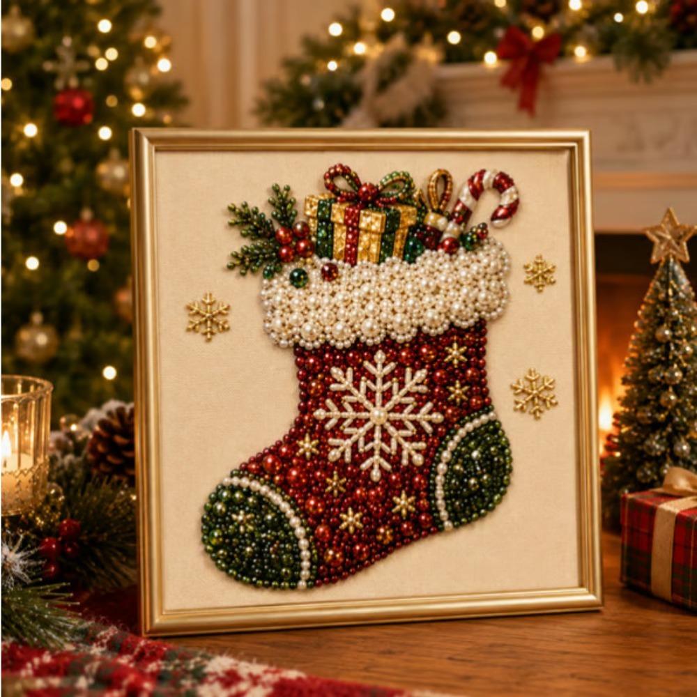 Wooden Frame DIY Christmas Pearl Diamond Painting Art Kit Home Wall Decor